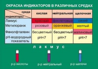 Таблица Окраска индикаторов в различных средах (винил) - «globural.ru» - Воткинск