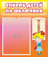 Стенд "Список детей на шкафчики" №6 - «globural.ru» - Воткинск