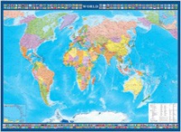 Настенная политическая карта мира с флагами на английском языке - «globural.ru» - Воткинск