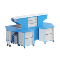 Модуль-стеллаж "Робот-Робик 002" (белый/синий) - «globural.ru» - Воткинск