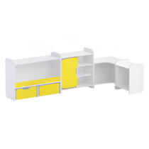 Набор стеллажей для игрушек и пособий "Росток" (белый/желтый) - «globural.ru» - Воткинск