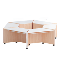 Композиция из корпусных столов трапеций (бук/белый) - «globural.ru» - Воткинск