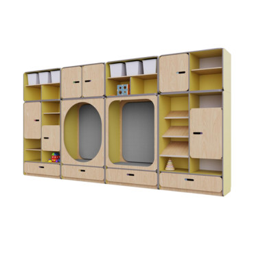 Детская стенка с местом для хранения и зонами отдыха из коллекции «НЕГА» (цвет желтый) - «globural.ru» - Воткинск