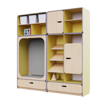 Детская стенка с местом для хранения и прямоугольной зоной отдыха из коллекции «НЕГА» (цвет желтый) - «globural.ru» - Воткинск