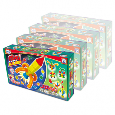 Магнитный конструктор Строитель. Базовый 30 деталей + колесная база. Комплект на группу - «globural.ru» - Воткинск