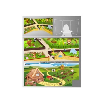Стенд для сюжетно-ролевых игр 2-х сторонний (Зоопарк, ферма) - «globural.ru» - Воткинск