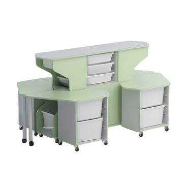 Модуль-стеллаж "Робот-Робик 002" (серый/фисташковый) - «globural.ru» - Воткинск