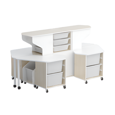 Модуль-стеллаж "Робот-Робик 002" (дуб молочный/белый) - «globural.ru» - Воткинск