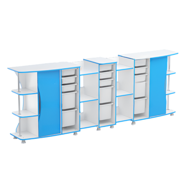 Модульные стеллажи Робик 001 (белый/синий) - «globural.ru» - Воткинск