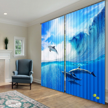 Комплект светонепроницаемых штор "Дельфины" - «globural.ru» - Воткинск